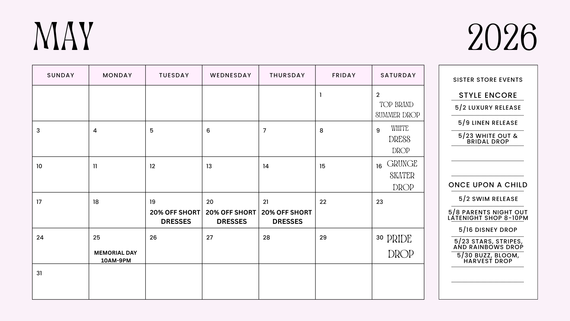 May 2026 Calendar